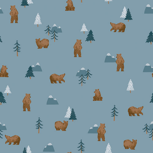 Camp Woodland - Grizzly Bears Denim by Natalia Juan Abello