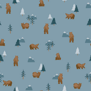 Camp Woodland - Grizzly Bears Denim by Natalia Juan Abello