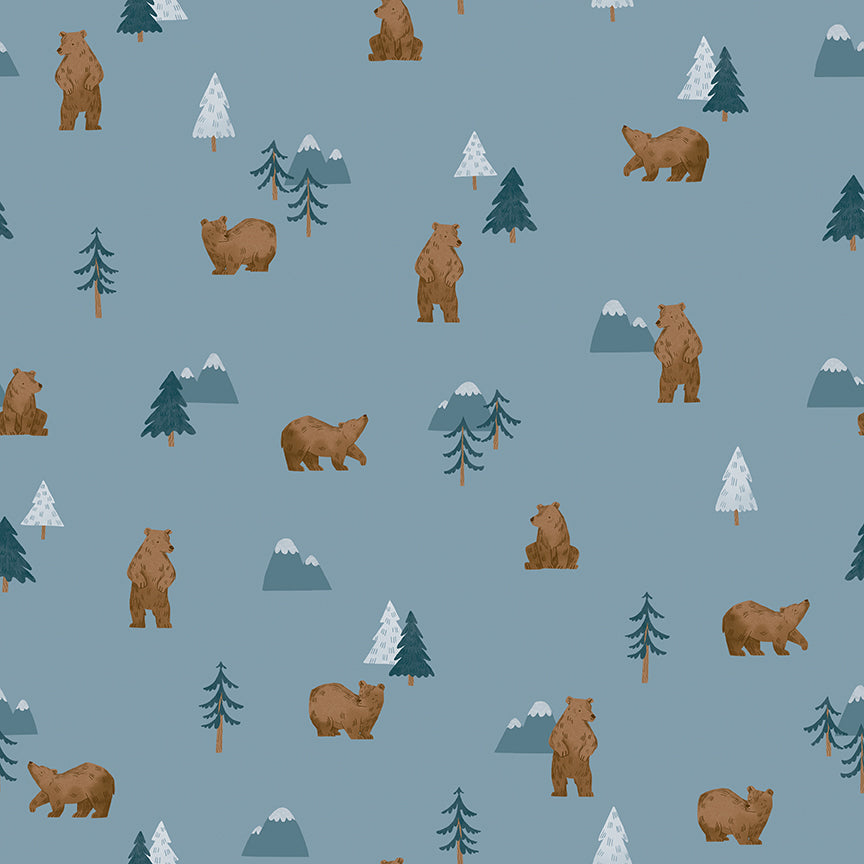 Camp Woodland - Grizzly Bears Denim by Natalia Juan Abello