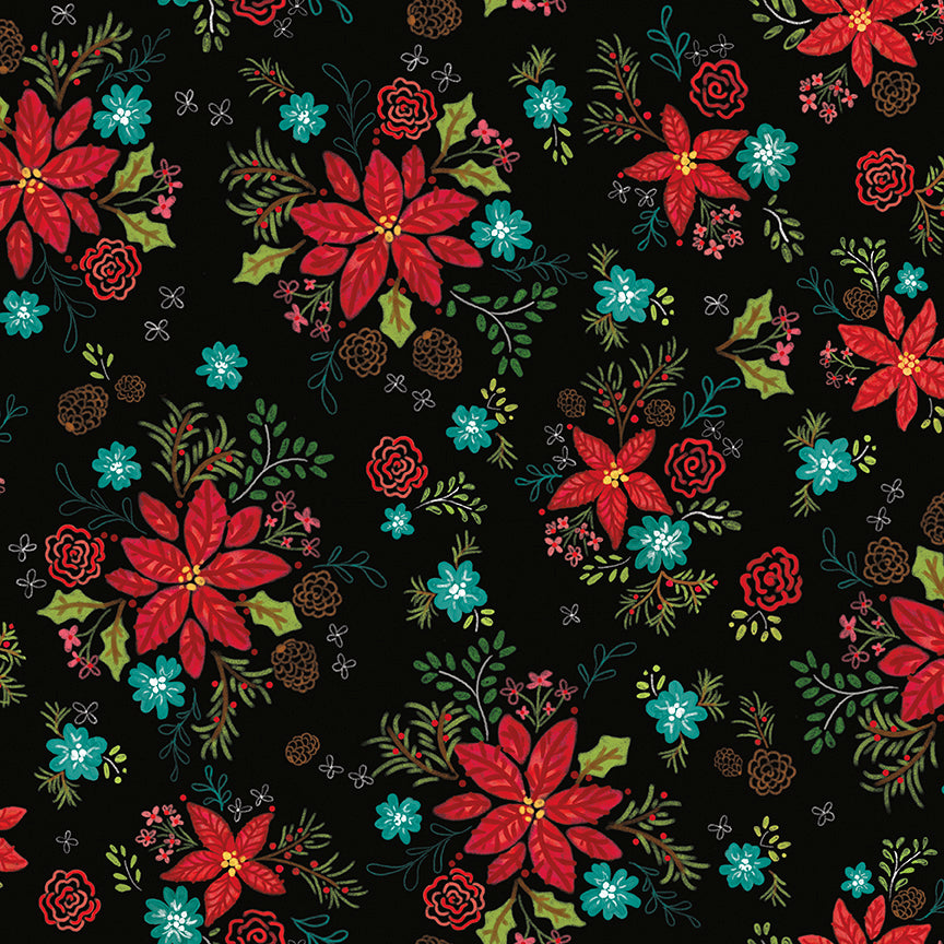 Snowed In - Floral Black by Heather Peterson