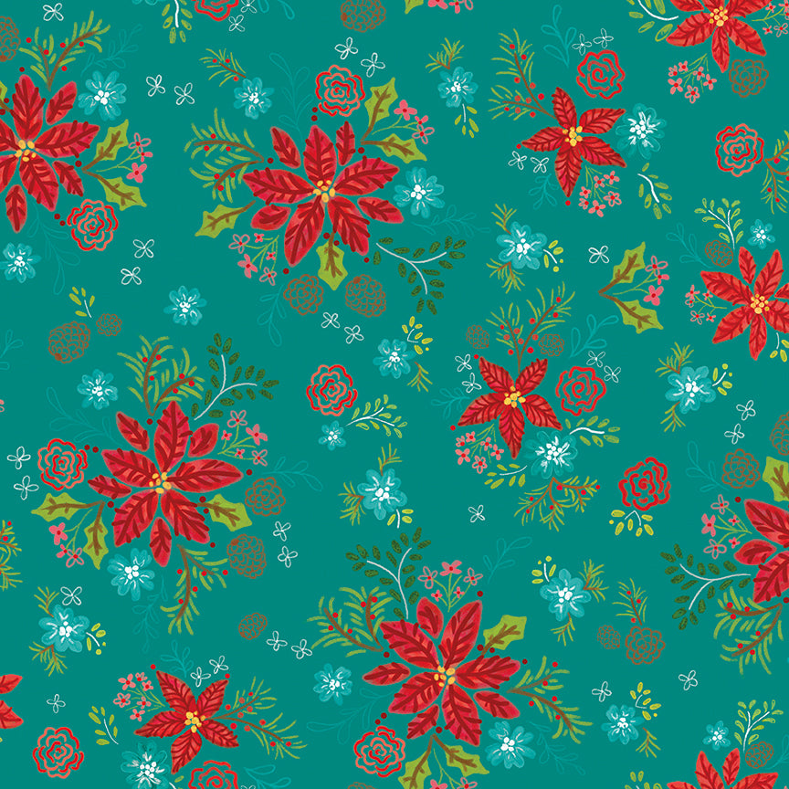 Snowed In - Floral Teal by Heather Peterson