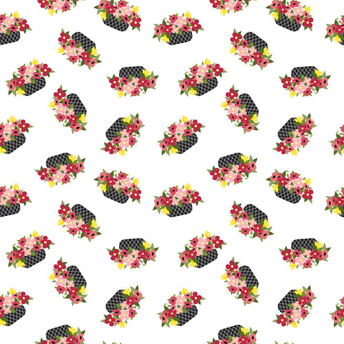 Petals and Pedals - Baskets White by Jill Finley of Jillily Studio