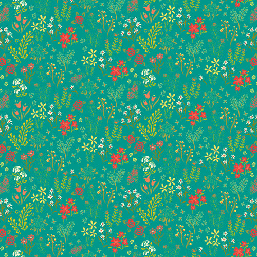 Indigo Garden - Scattered Floral Turquoise by Heather Peterson