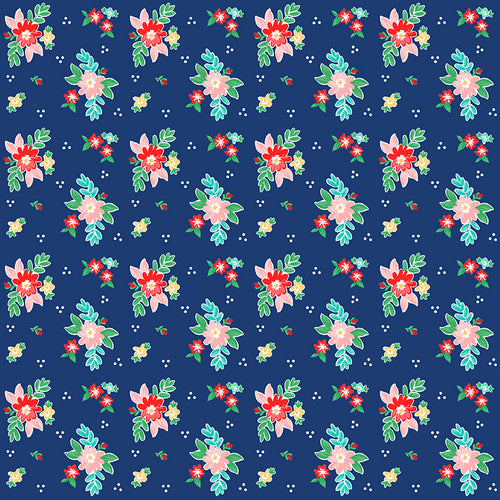 Quilt Fair - Floral Navy by Tasha Noel