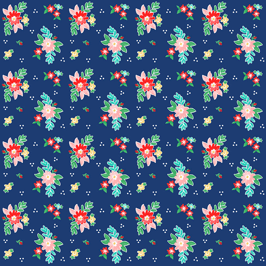 Quilt Fair - Floral Navy by Tasha Noel