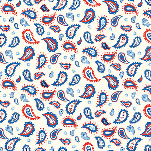 Red White and Bang - Paisley Cream by Sandy Gervais