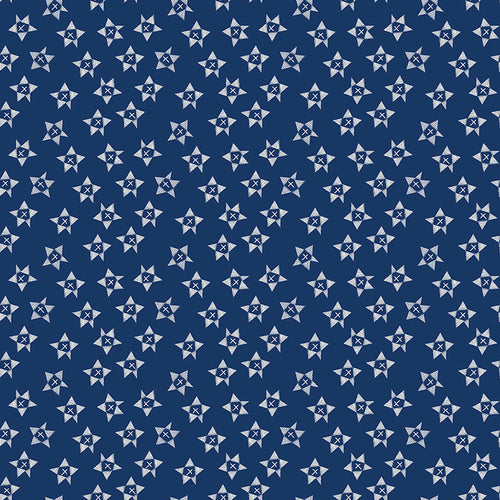 Red White and Bang - Wonky Stars Navy by Sandy Gervais