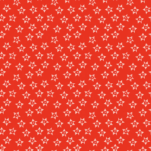 Red White and Bang - Wonky Stars Red by Sandy Gervais