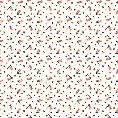 Red White and Bang - Flags Cream by Sandy Gervais