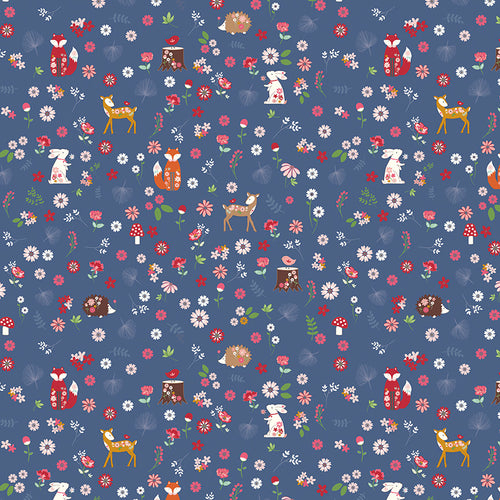 Enchanted Meadow - Forest Friends Denim by Beverly McCullough