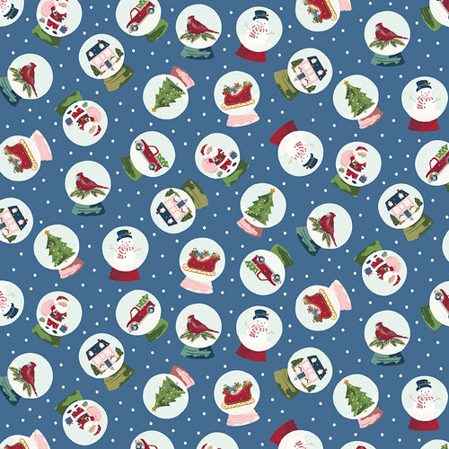 Christmas Village - Snow Globes Denim by Katherine Lenius