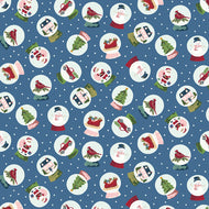 Christmas Village - Snow Globes Denim by Katherine Lenius