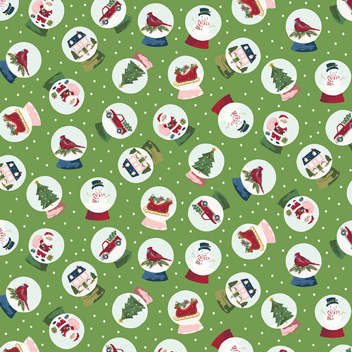 Christmas Village - Snow Globes Green by Katherine Lenius