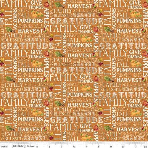 Monthly Placemats - November Text Orange by Tara Reed