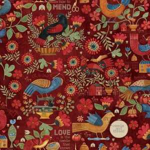 Stitchy Birds - Main Red by Teresa Kogut