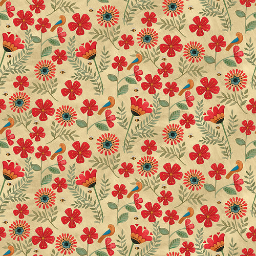 Stitchy Birds - Flowers Parchment by Teresa Kogut
