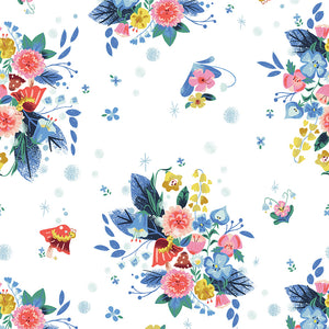 Down the Rabbit Hole - Caterpillar Floral White by Jill Howarth