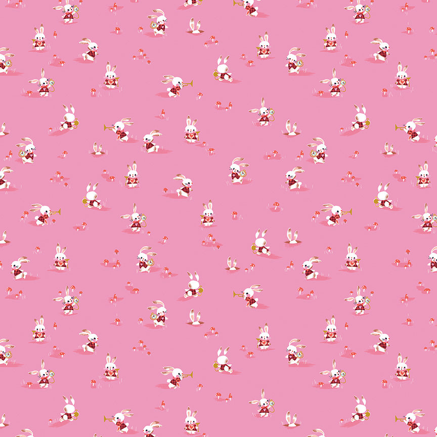 Down the Rabbit Hole - Rabbit Chase Pink by Jill Howarth