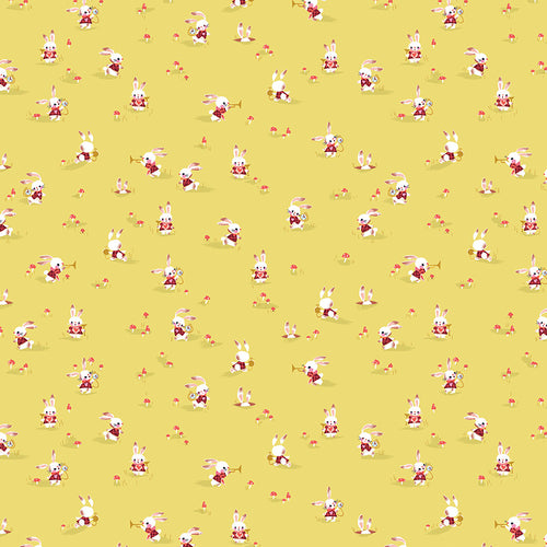 Down the Rabbit Hole - Rabbit Chase Yellow by Jill Howarth