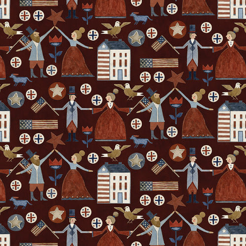 Bright Stars - Main Burgundy by Teresa Kogut