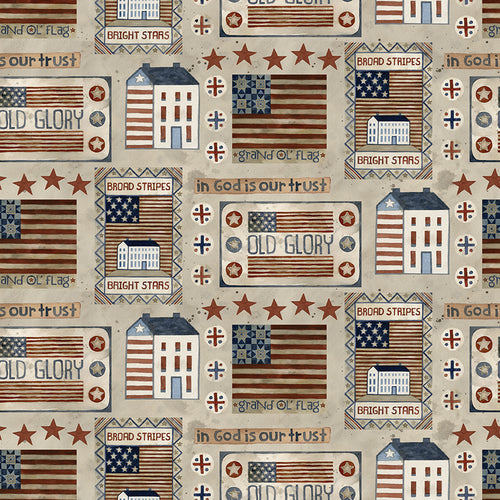 Bright Stars - Houses and Flags Natural by Teresa Kogut