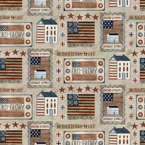 Bright Stars - Houses and Flags Natural by Teresa Kogut