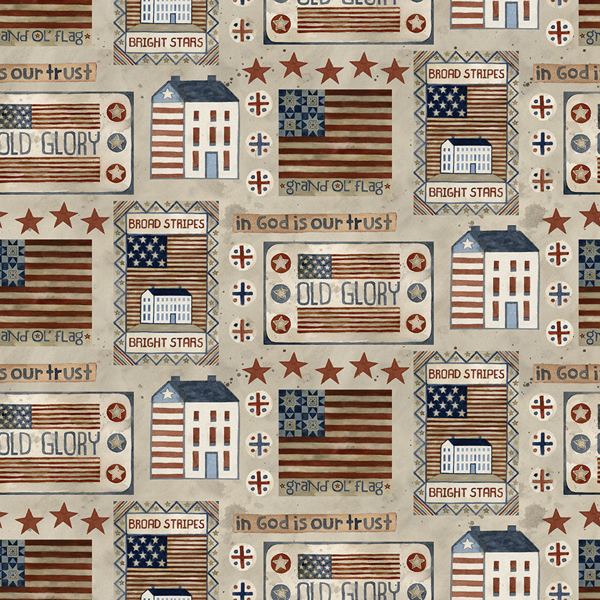 Bright Stars - Houses and Flags Natural by Teresa Kogut