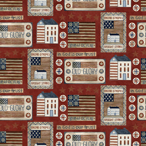 Bright Stars - Houses and Flags Red by Teresa Kogut