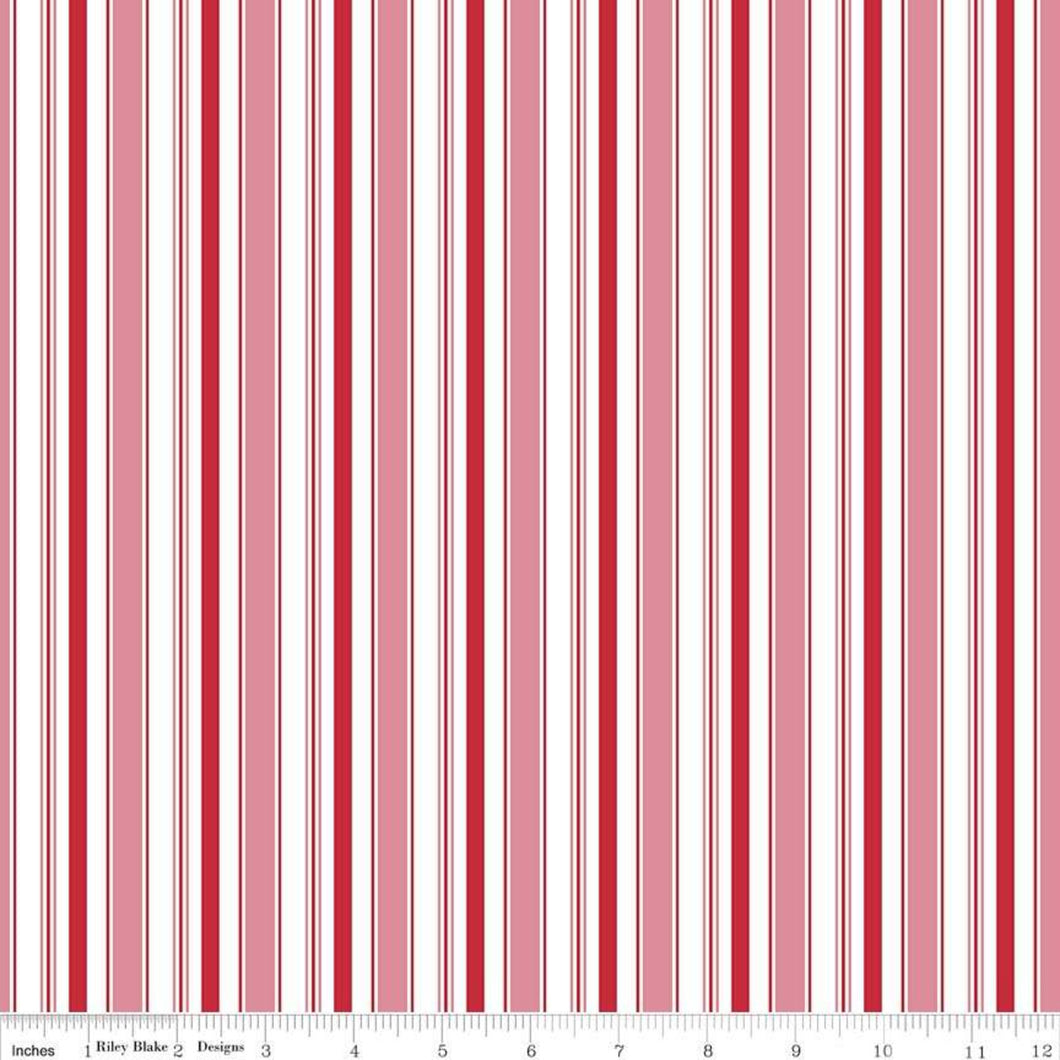 Cozy Christmas - Stripes Pink by Lori Holt