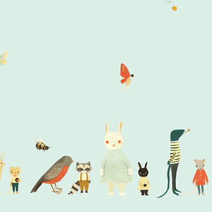 The Littlest Family's Big Day - Border Print Aqua by Emily Winfield Martin