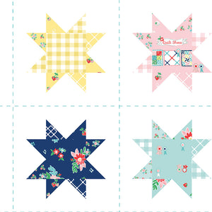 Quilt Fair - Scrappy Stars Cheater Print White by Tasha Noel