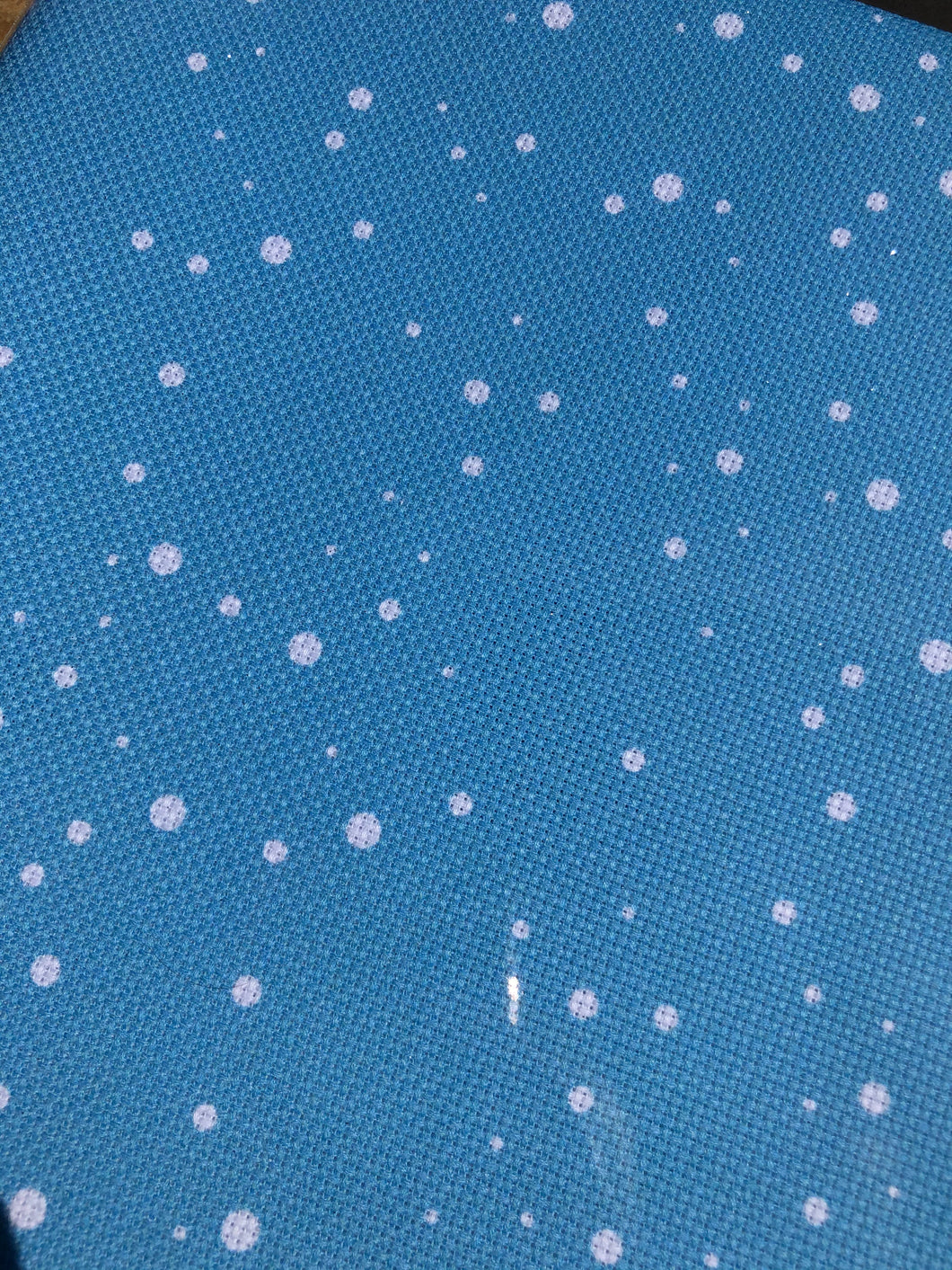 Cross Stitch Cloth - Fabric Flair 16 Count Aida - Snow on Blue with Glitter 18 x 20