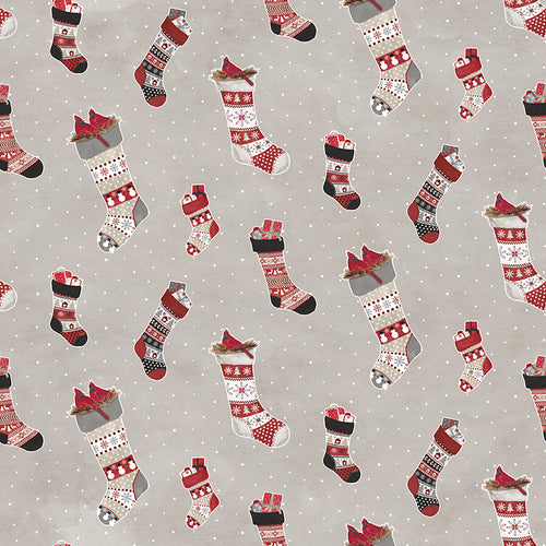 Hello Winter - Flannel Stockings Taupe by Tara Reed