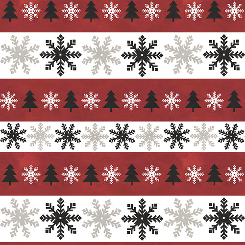 Hello Winter - Flannel Stripes Red by Tara Reed