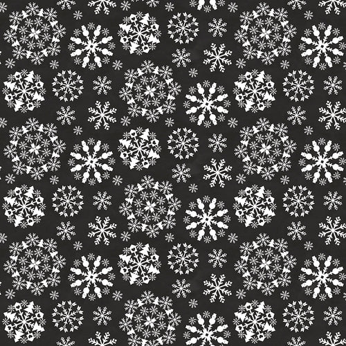 Hello Winter - Flannel Snowflakes Black by Tara Reed