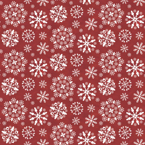 Hello Winter - Flannel Snowflakes Red by Tara Reed