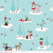 Pixie Noel 2 Flannel - Main Aqua by Tasha Noel