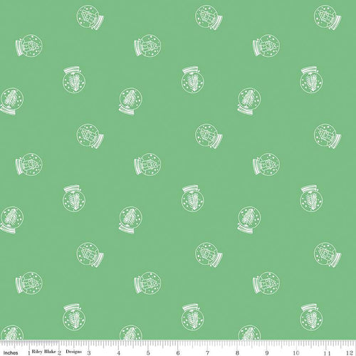 Pixie Noel 2 Flannel - Snow Globes Green by Tasha Noel