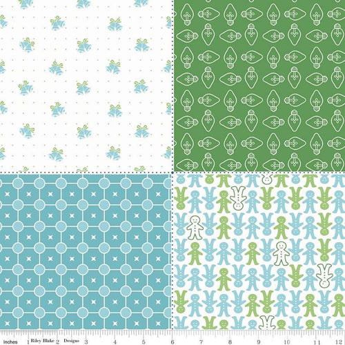 Cozy Christmas - Fat Quarter Panel Green by Lori Holt