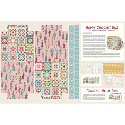 Happy Crochet Bags Panel by Lori Holt