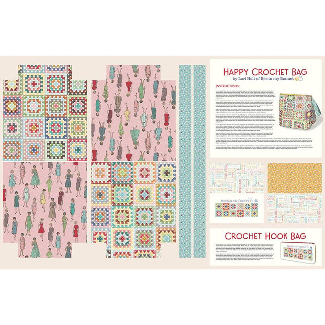 Happy Crochet Bags Panel by Lori Holt