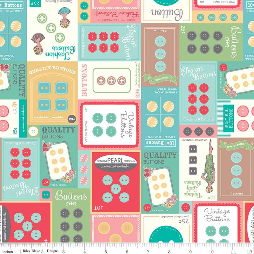 My Happy Place - Button Cards Multi by Lori Holt