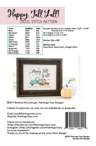 Happy Fall Y'all Cross Stitch by Flamingo Toes