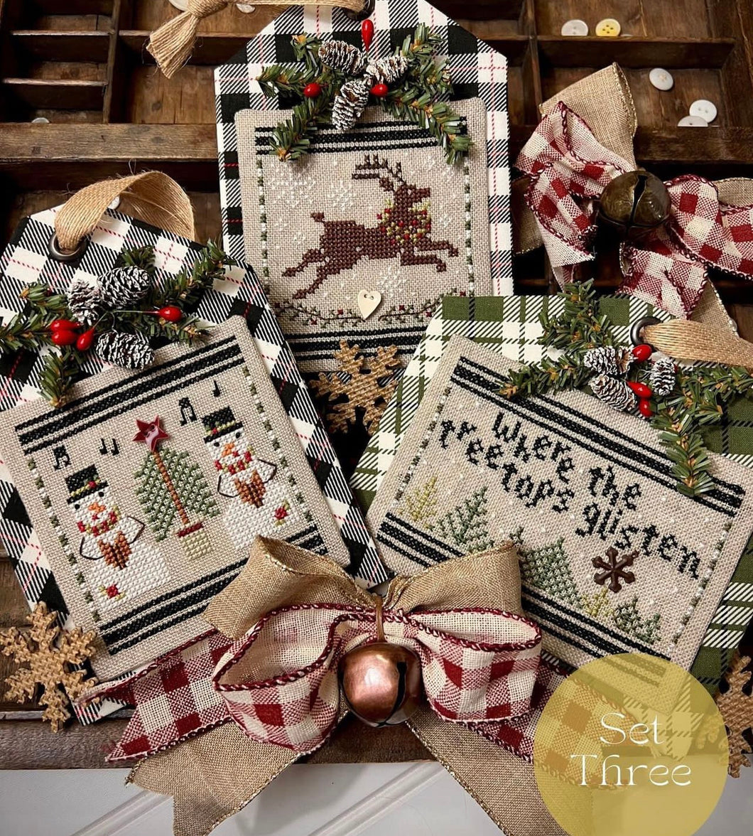 Christmas in the Country Gift Tag Ornaments - Set Three by Annie Beez Folk Art