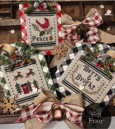 Christmas in the Country Gift Tag Ornaments - Set Four by Annie Beez Folk Art