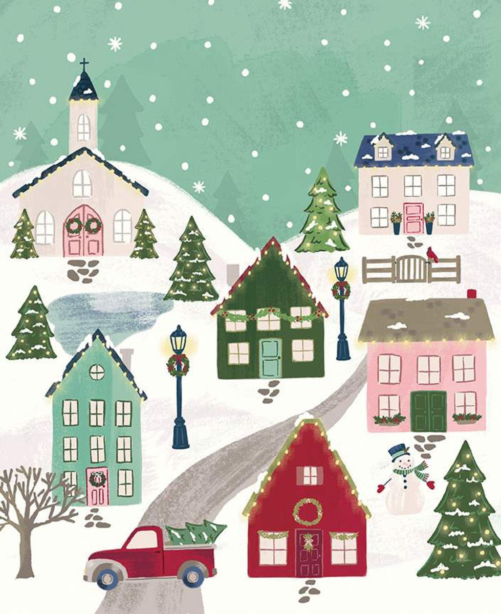 Christmas Village Panel by Katherine Lenius