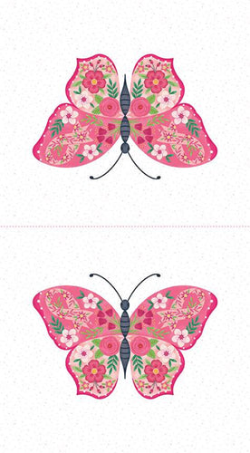 Strength in Pink Butterfly Panel by Riley Blake Designs