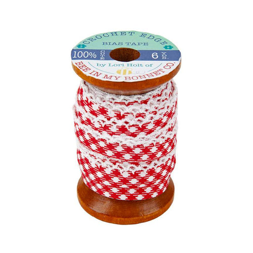 Bias Tape - Crochet Edge Bias Tape - Gingham Red by Lori Holt
