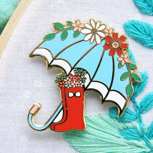 Needle Minder - Floral Umbrella and Boots by Flamingo Toes