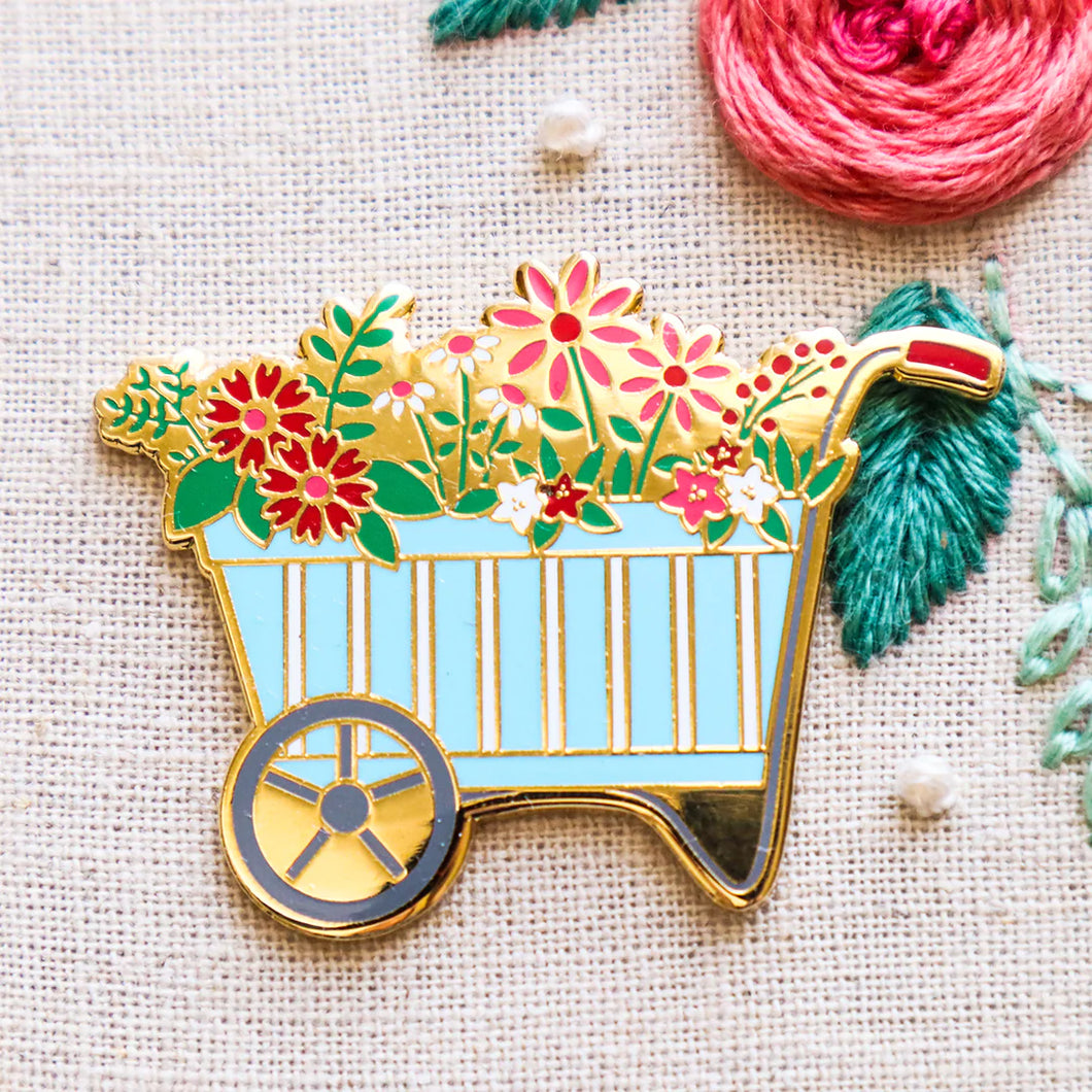 Needle Minder - Spring Wheelbarrow by Beverly McCullough